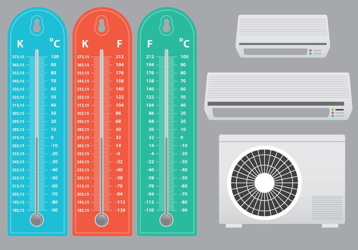 Air Conditioner With Thermometer Vectors