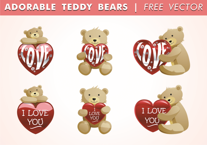 Adorable Teddy Bears Vector