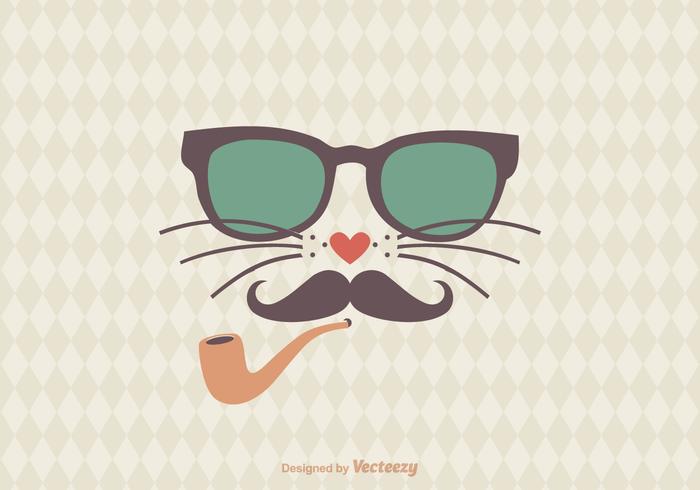 Hipster Cat Vector Illustration