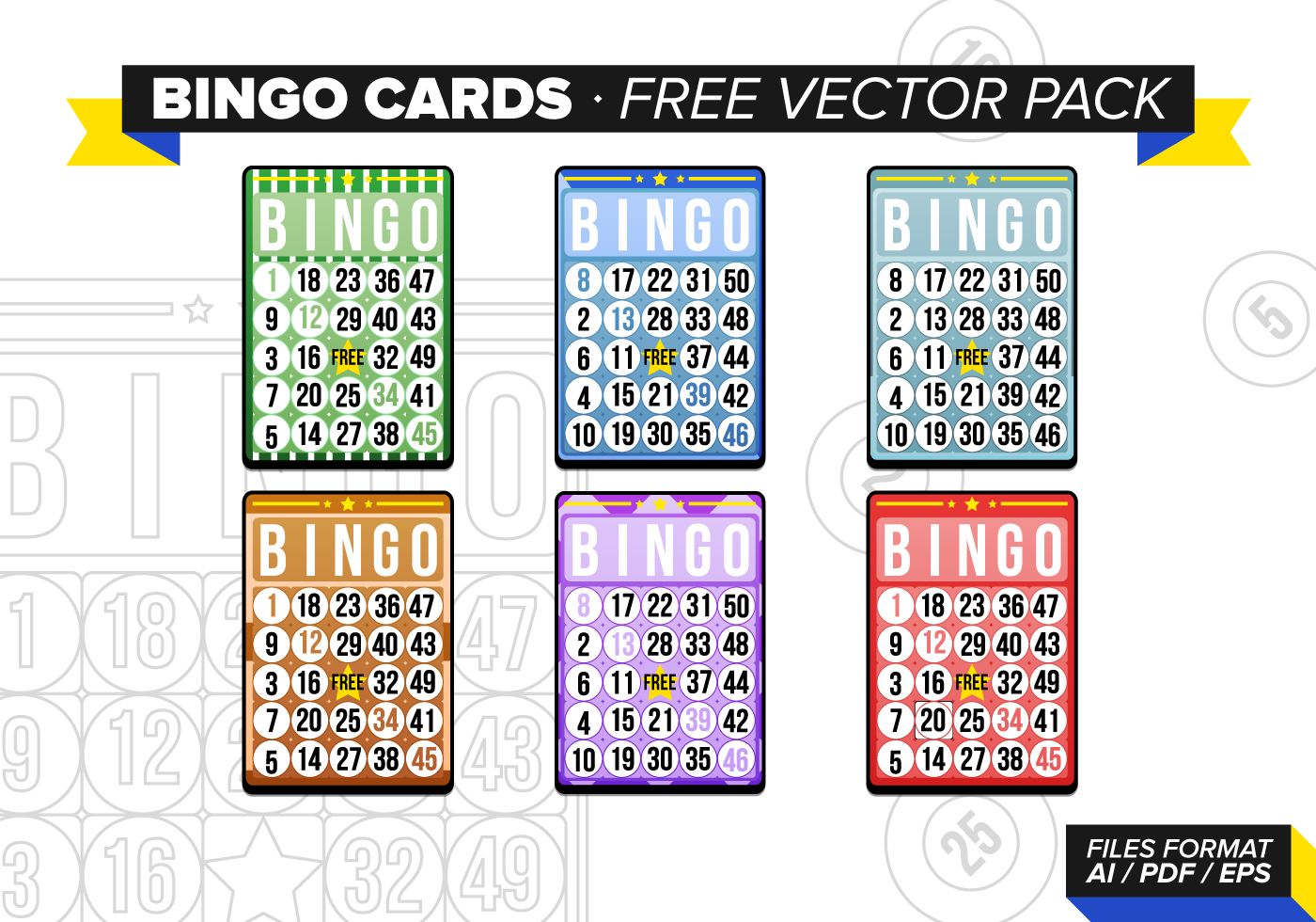 Bingo Cards Free Vector Pack Download Free Vector Art Stock Graphics