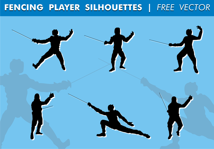 Fencing Player Silhouettes Free Vector