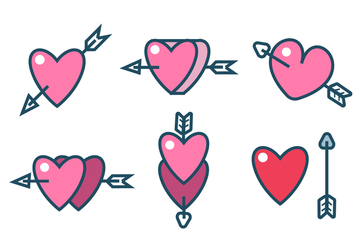 Arrow Through Heart Sticker Vectors