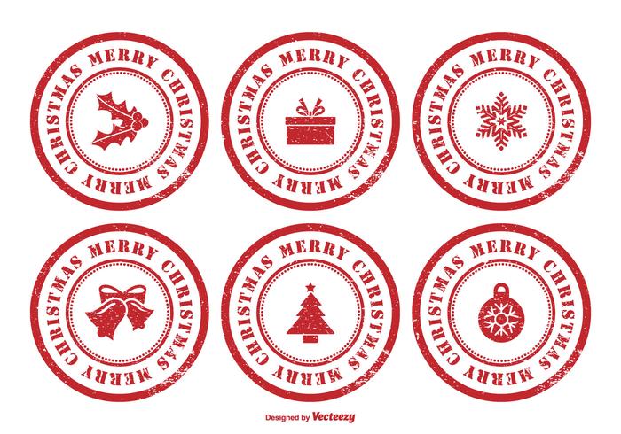 Conjunto de sellos de goma de Navidad vector