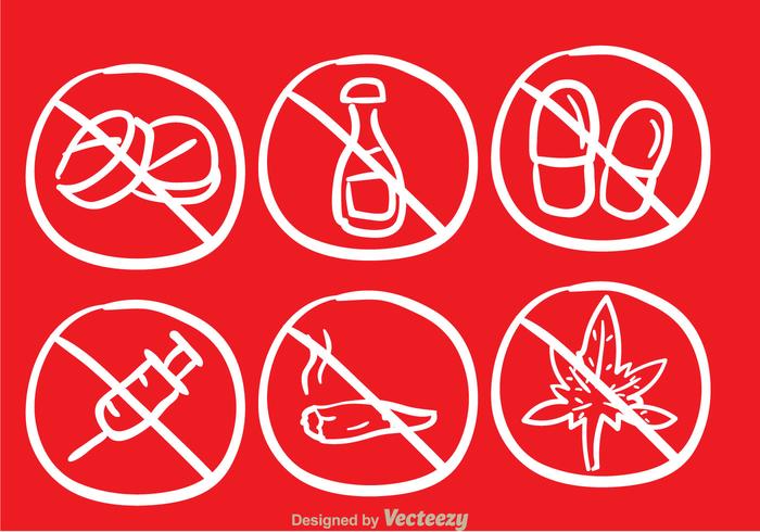 No Drugs Sketch Draw Icons vector
