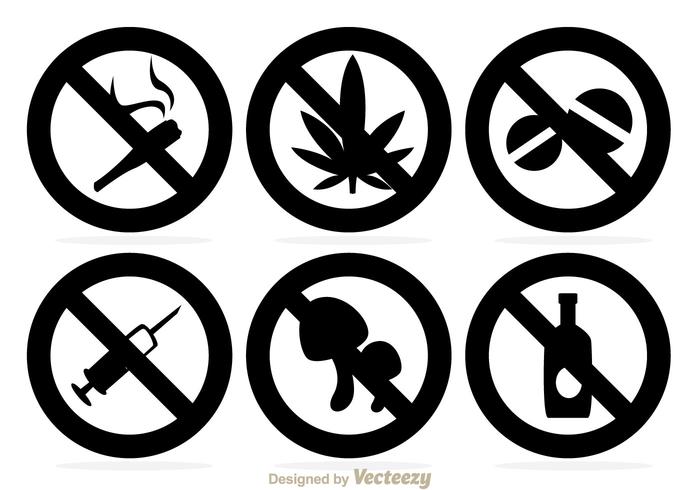 No Drugs Black Icons vector