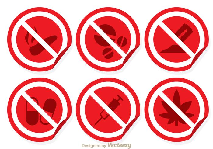 Red And White No Drugs Sign vector