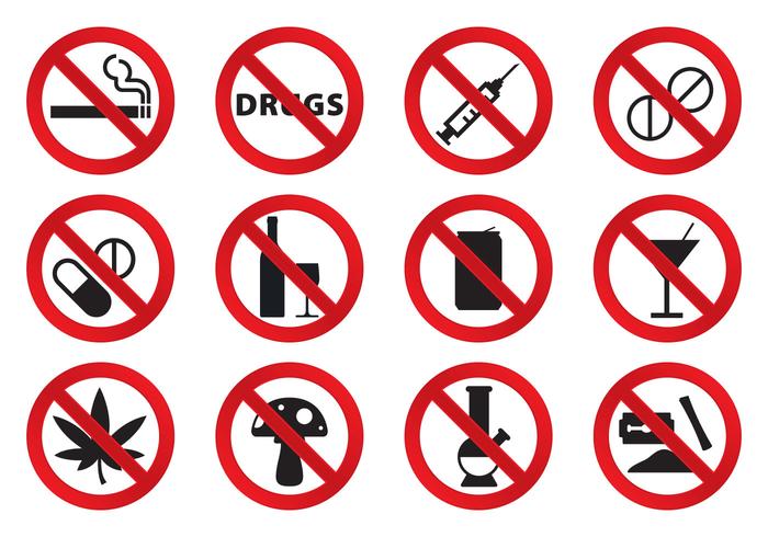 No Drugs Icons vector