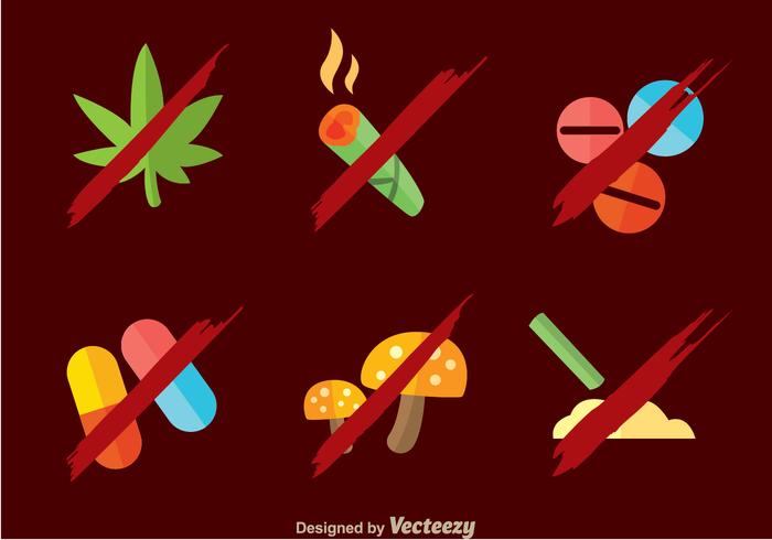 No Drugs Flat Sign vector