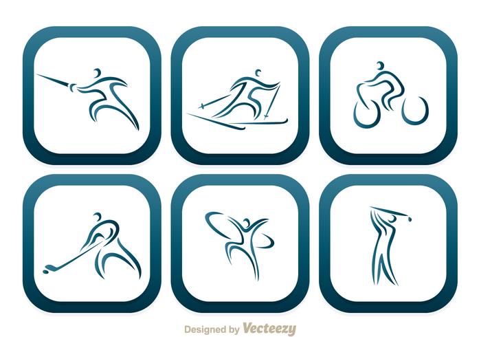 Sport Round Square Icons vector