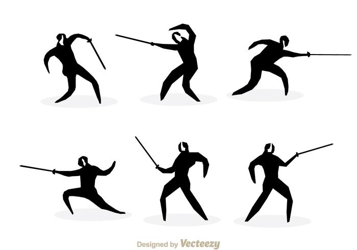 Fencing Silhouette Vectors Fencing Silhouette Vectors