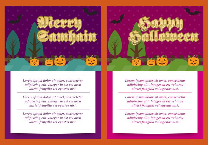 Samhain And Halloween Cards vector