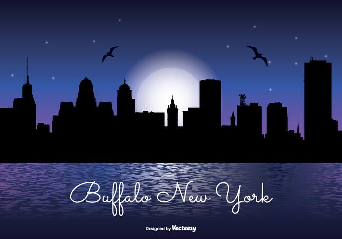 Buffalo Nueva York Noche Skyline vector