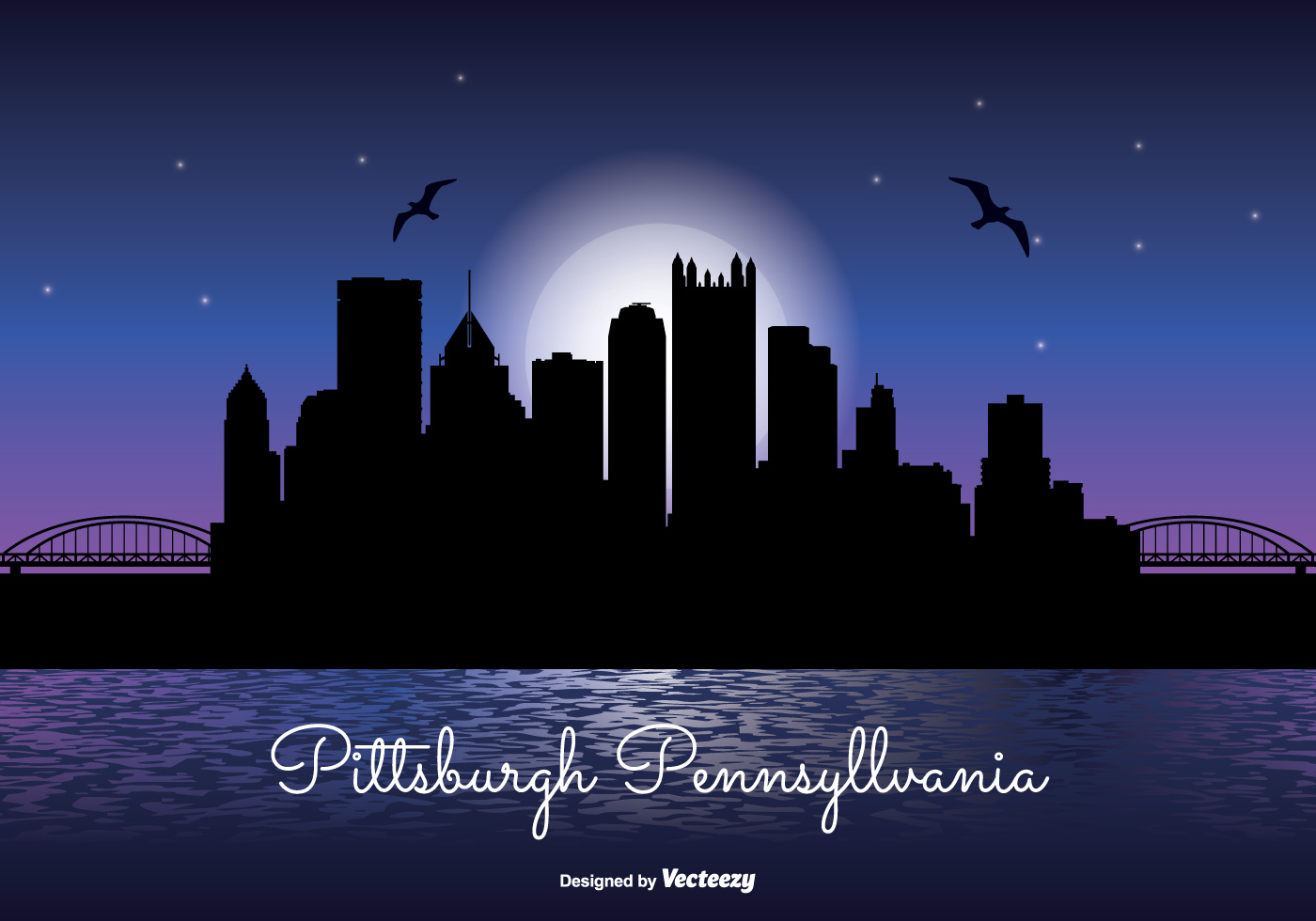 Download Pittsburgh Night Skyline Illustration - Download Free ...