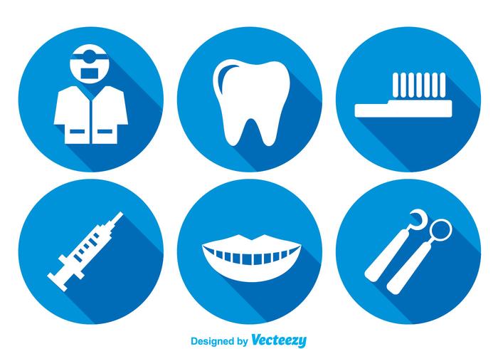 Teeth Care Long Shadow Icons vector