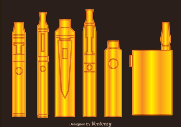 Iconos De Oro Del Vaporizador vector