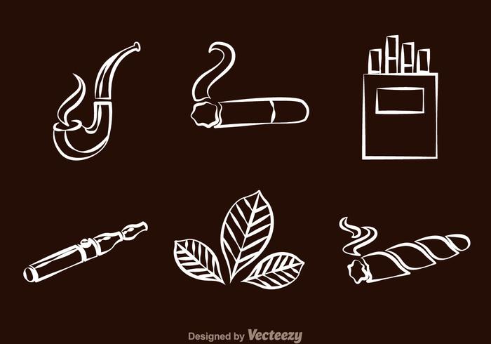 Iconos de la línea de fumar vector