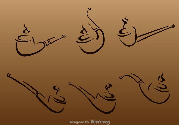 Tobacco Pipe Line Icons vector