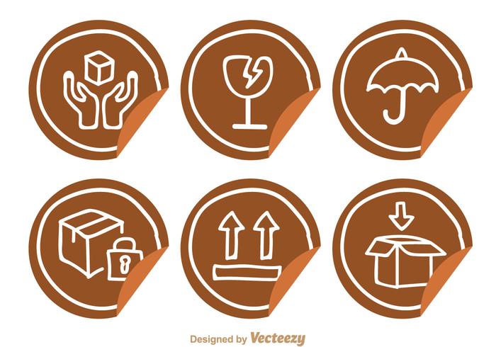 Fragile Sticker With Hand Drawn Icons vector