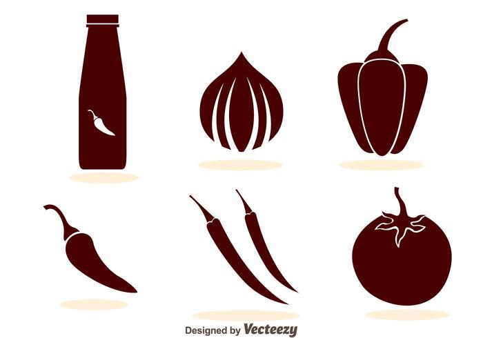 Iconos de la salsa caliente vector