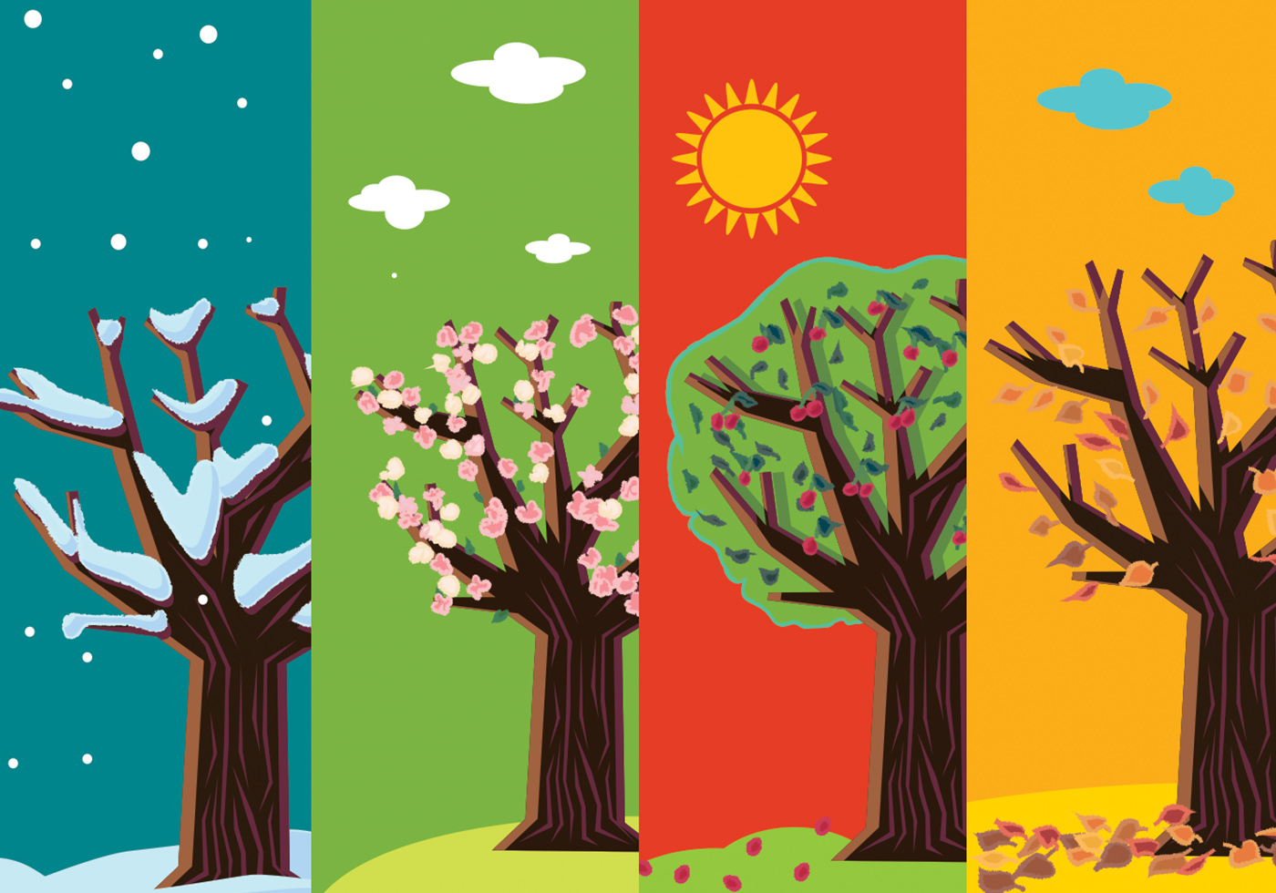 Four Seasons Abstract Trees - Download Free Vector Art, Stock Graphics