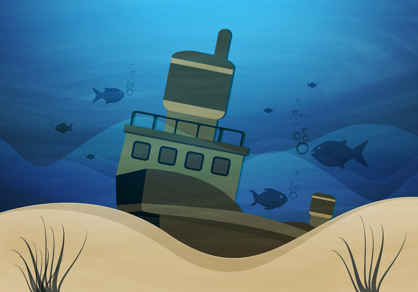 Download Sunken Ship Underwater Vector for free.