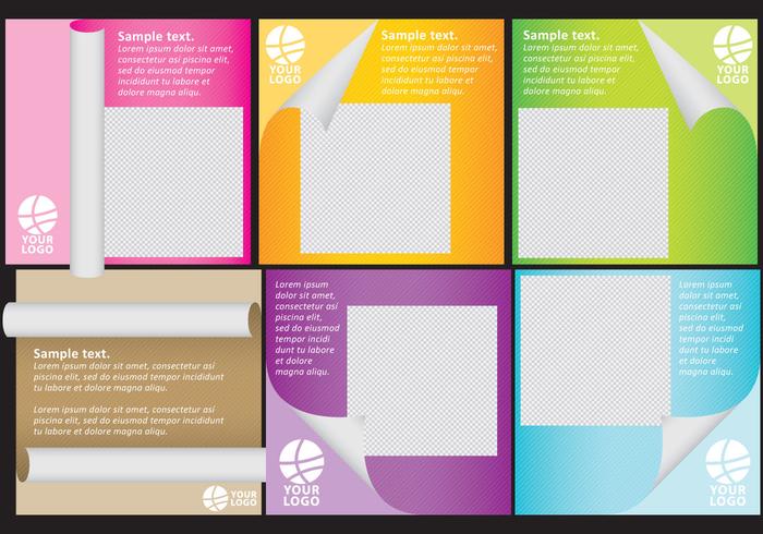 Scrolled Paper Templates With Photo vector