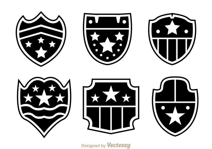 Shield Shape With Stars Icons vector