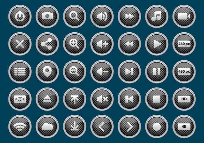 Metal Media Player Buttons vector