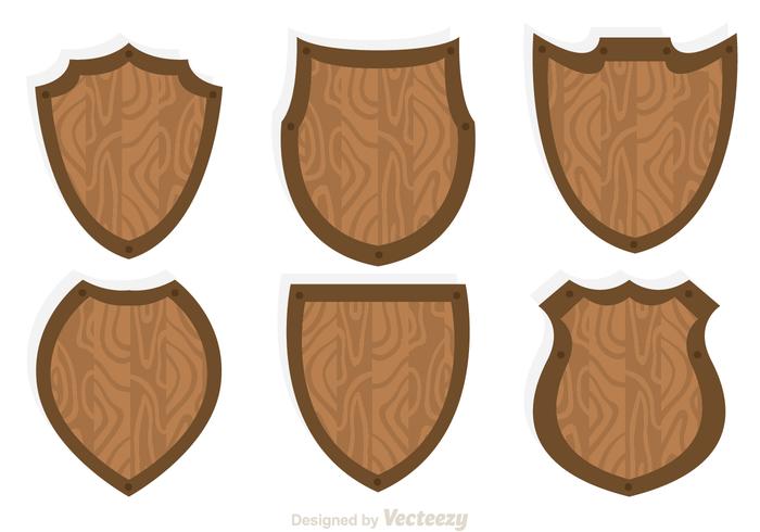 Wood Shield Icon Vectors