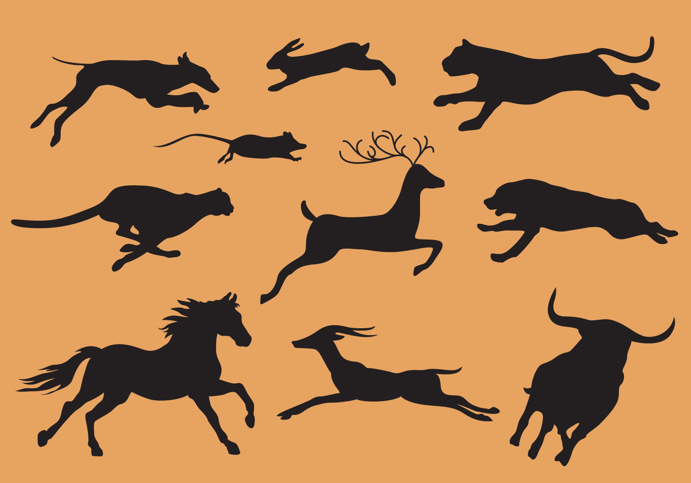 Download Animals Running Silhouette Vectors - Download Free Vector Art, Stock Graphics & Images