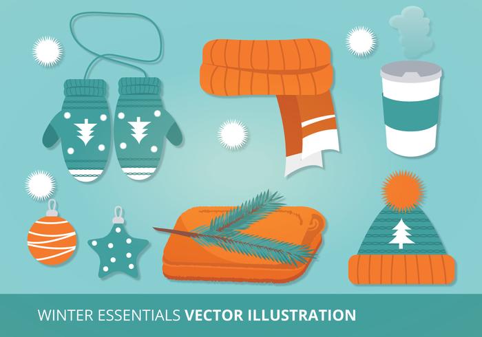 Invierno accesorios ilustración vectorial vector