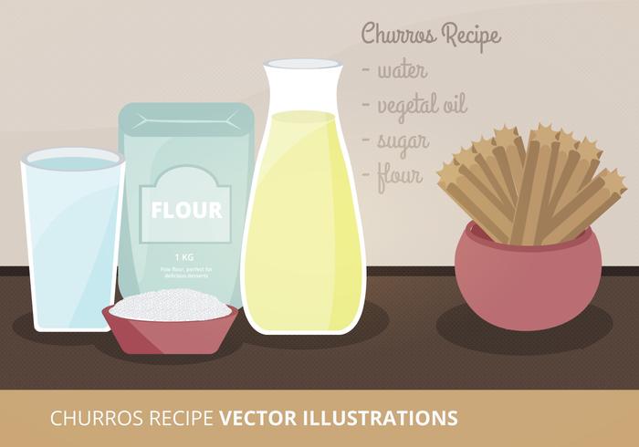 Ilustración de la receta de los churros vector