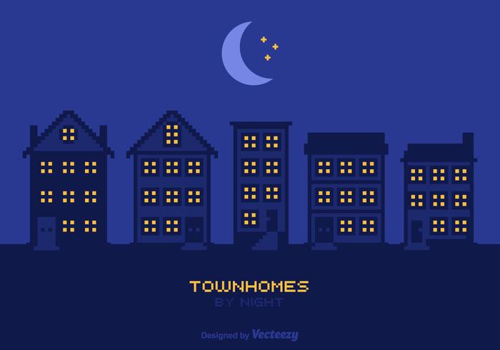 Free Townhomes By Night Vector