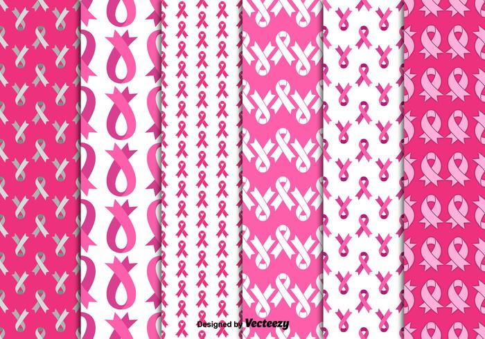 Breast cancer ribbons patterns vector