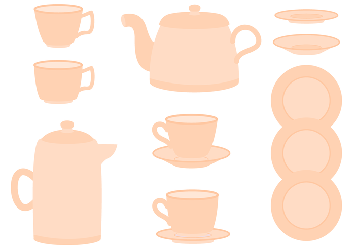 Juego de té gratis vector