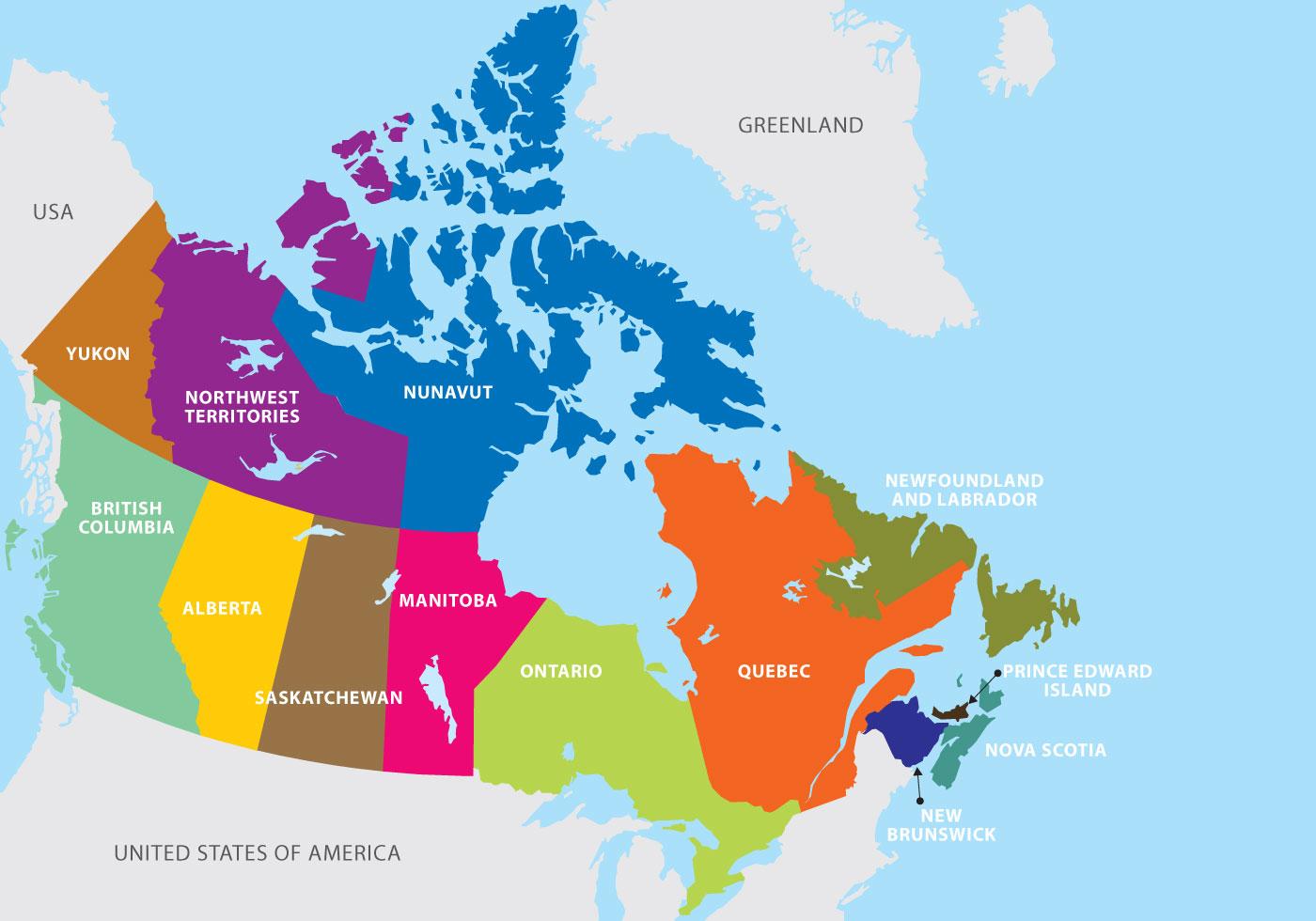 Канада сколько. Канада на карте. Территория Канады на карте. Штаты Канады на карте. Провинции и территории Канады на карте.
