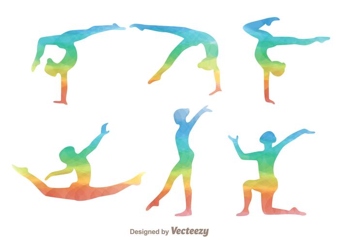 Gymnast Rainbow Silhouette Icons vector