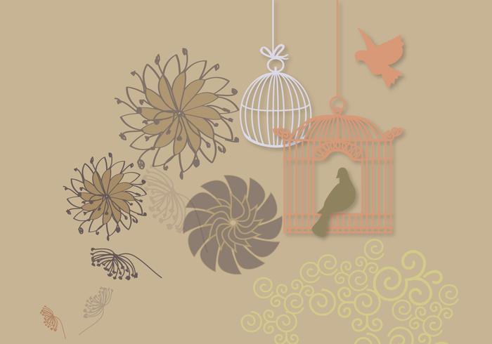 Card with Two Birds vector