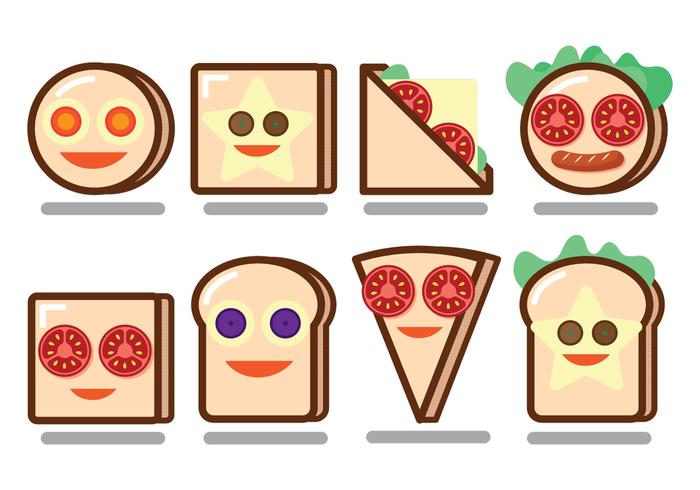 Funny Bread Sandwich Face Vectors