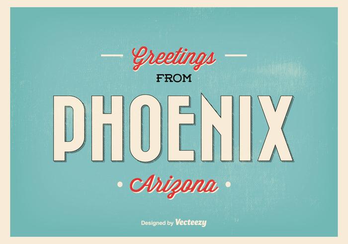 Phoenix Arizona retro ilustración de felicitación vector