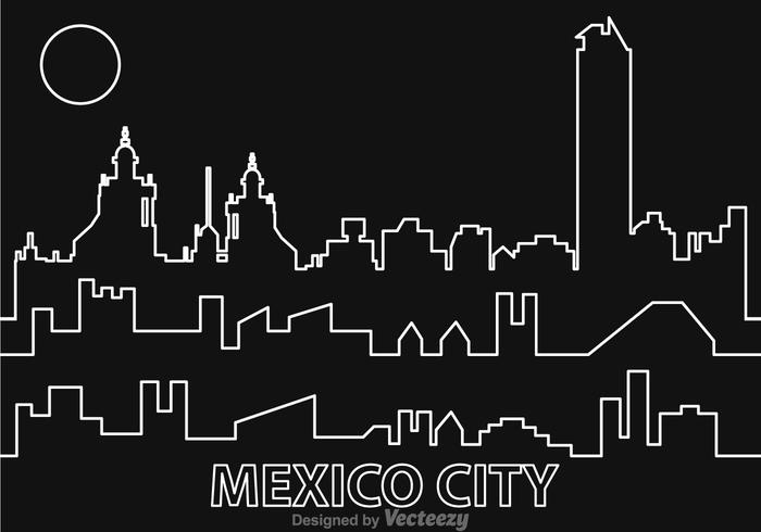 Mexico City Night Outline Vector