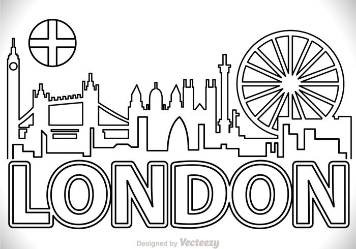 Londres, ciudad, contorno, esquema, vector