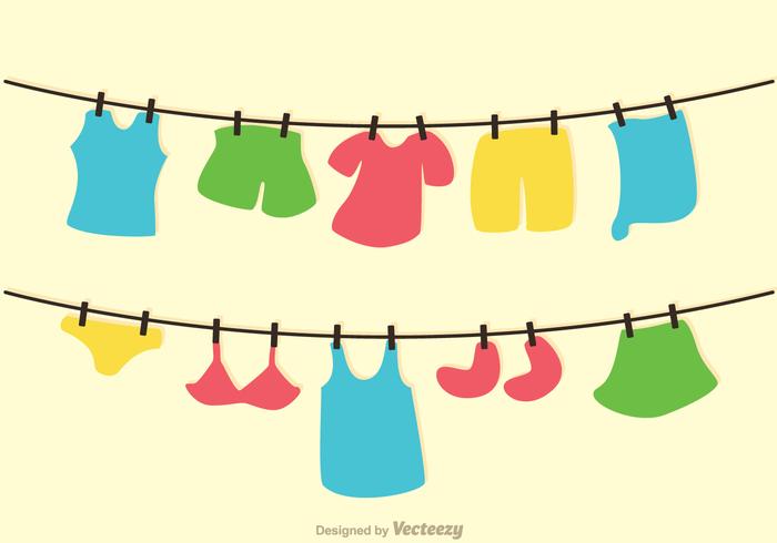 Clothes On Washing Line Vector