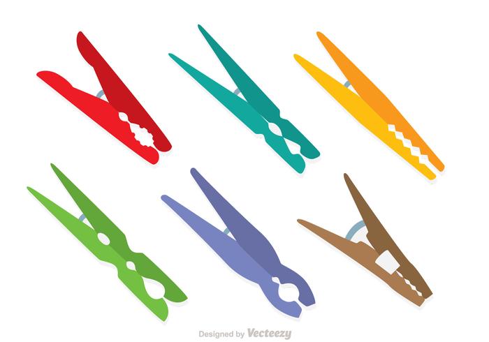 Colorful Clothespin Icons vector