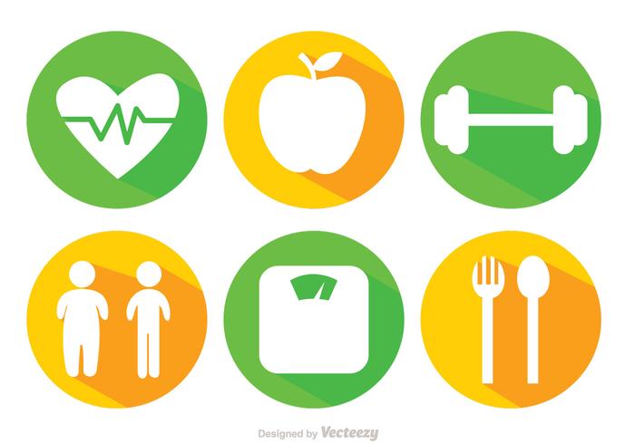 Diet Long Shadow Icons vector