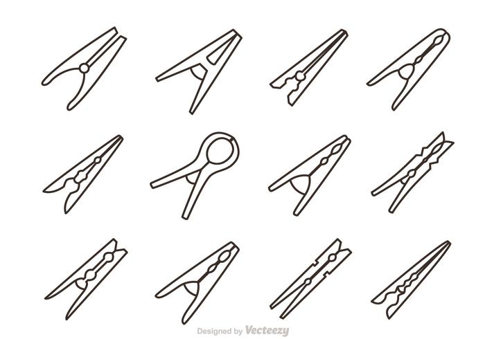 Clothespins Outline Vector