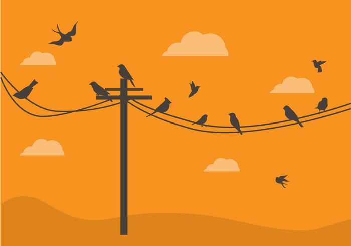 FREE BIRDS ON A WIRE VECTOR
