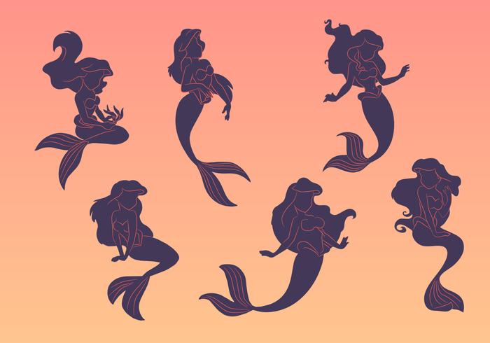 Mermaid silhouette vectors Mermaid silhouette vectors