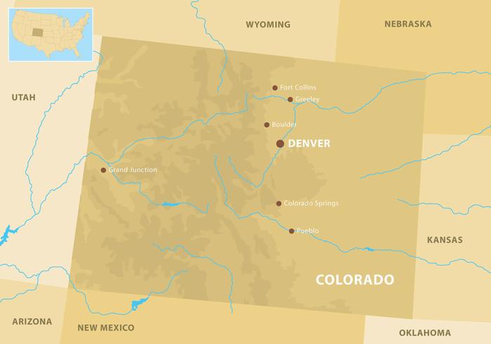 Mapa de las Montañas de Colorado vector