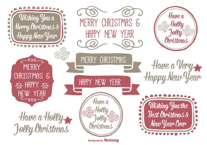 Hand Drawn Style Christmas Label Set Hand Drawn Style Christmas Label Set